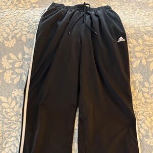 Adidas Black Track Pants with White Stripes M